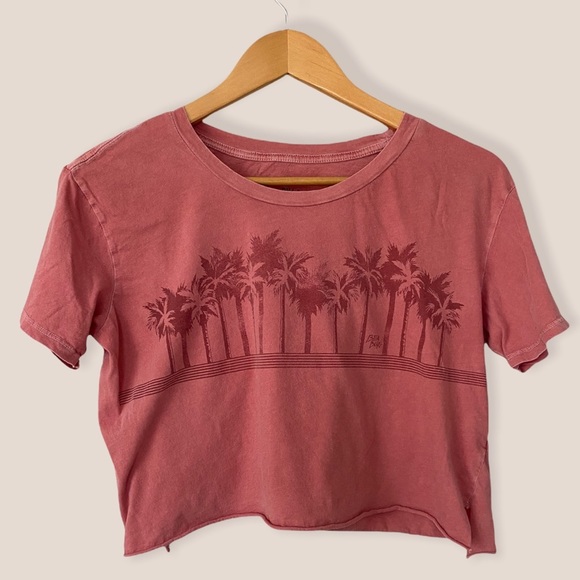 Billabong Tops - Billabong Palm Tree Cropped Cotton Short Sleeve Tee